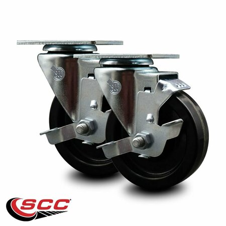 Service Caster Avantco 17700901559L Replacement Casters with Brakes, 2PK AVA-SCC-20S414-PHS-TLB-2